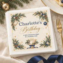 Elegante Navy-Gold-Weihnachts-Geburtstagsserviette