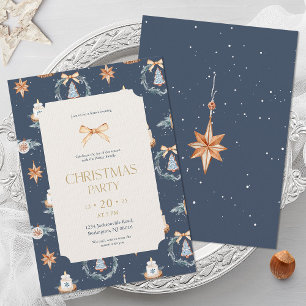 Elegante Navy & Gold Weihnachtszeit-Party Einladun Einladung