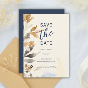 Elegante Navy-Gold-Winter-Blumenhochzeit Save The Date
