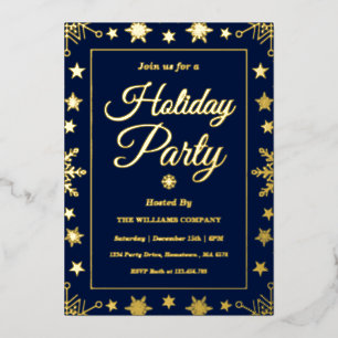 Elegante Navy-Goldfolien-Festparty für Unternehmen Folieneinladung