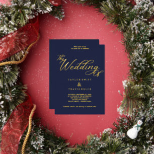Elegante Navy- & Goldfolien-Hochzeit Folieneinladung