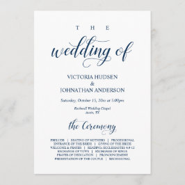 Elegante Navy-Klassikschrift, Hochzeitsfeier Programm