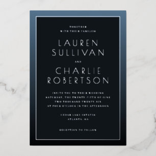 Elegante Navy-Minimalismus-Hochzeitseinladung Folieneinladung