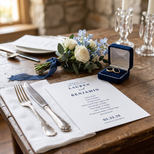 Elegante Navy-Minimalist-Hochzeitszeremonie Programm