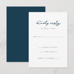 Elegante Navy-Minimalisten-Einladungen RSVP Karte
