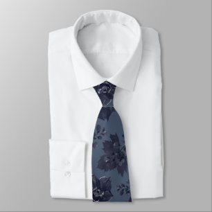 Elegante Navy-Pfingstrose auf Navy-Blau-Hochzeit Krawatte