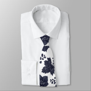 Elegante Navy-Pfingstrose- und Weiß-Hochzeit Krawatte