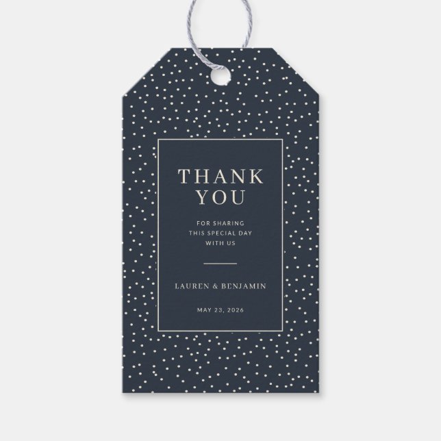 Elegante Navy-Punktmuster Geschenkanhänger (Vorderseite)