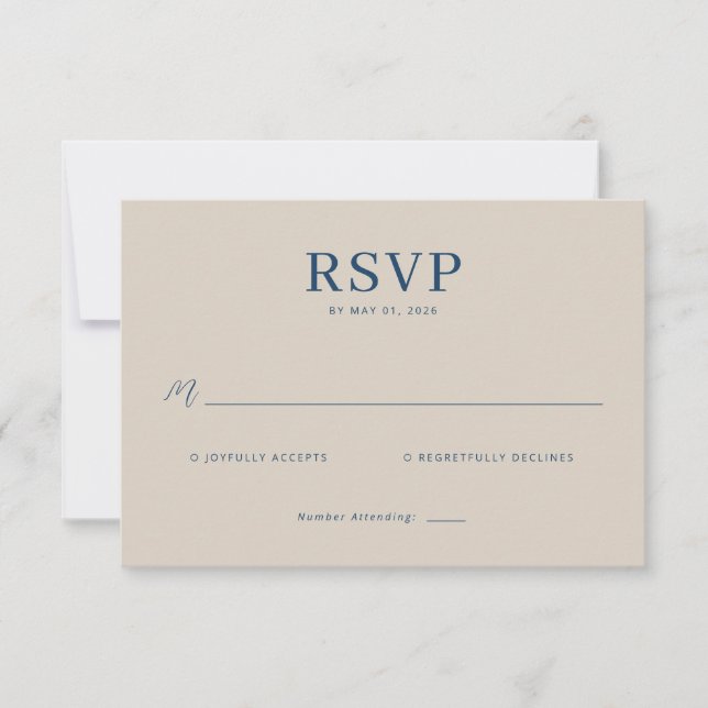Elegante Navy-RSVP-Karte RSVP Karte (Vorderseite)