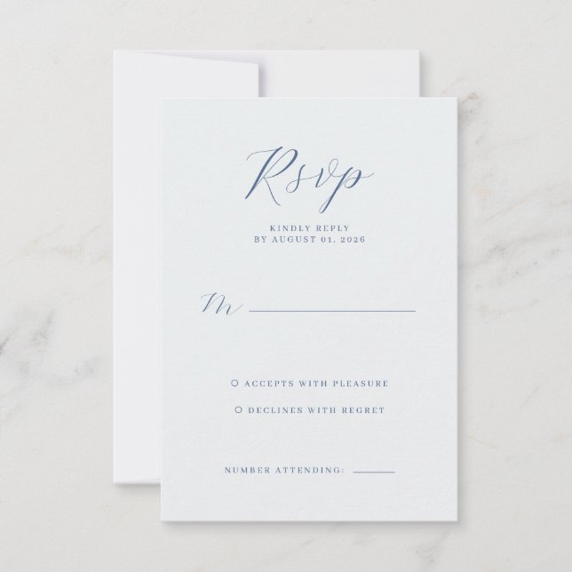 Elegante Navy-RSVP-Karte RSVP Karte (Vorderseite)