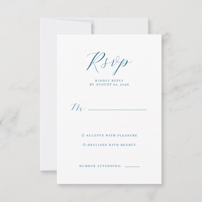 Elegante Navy-RSVP-Karte RSVP Karte (Vorderseite)