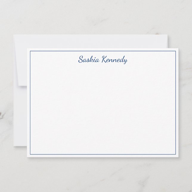 Elegante Navy Script Border Personalisiert Mitteilungskarte (Vorderseite)