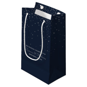 Elegante Navy & Silver Falling Stars Gastgeschenk Kleine Geschenktüte