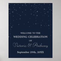 Elegante Navy/Silver Falling Stars Hochzeitsempfan