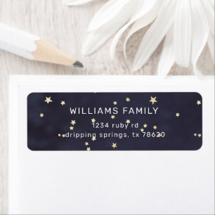 Elegante Navy Sky and Gold Stars Rücksendeadresse
