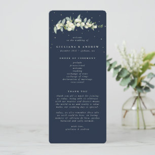 Elegante Navy Snowberry+Eucalyptus Stem Wedding Programm