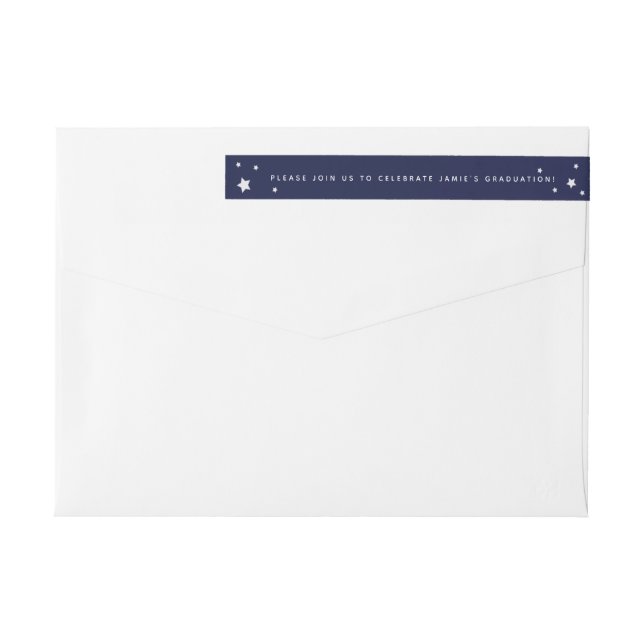 Elegante Navy Stars Wraparound Address Label (Rückseite)