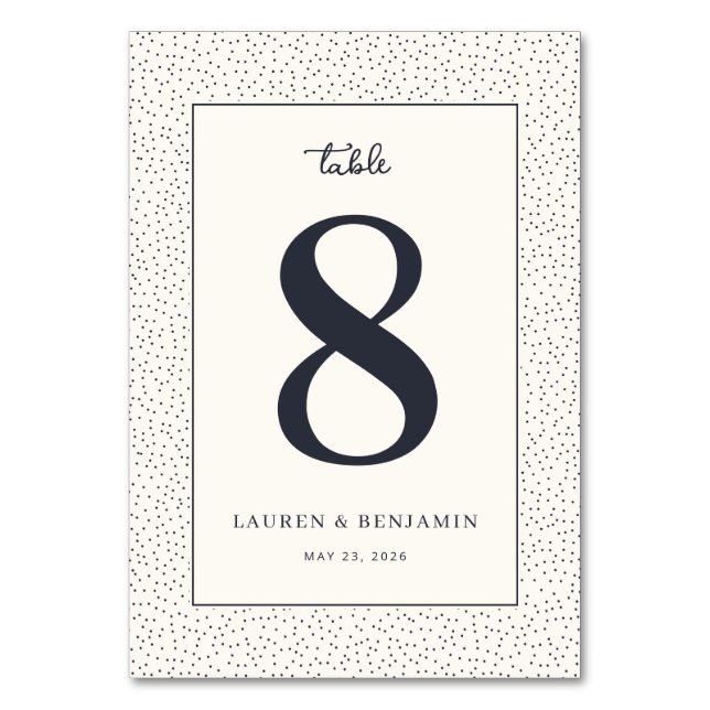 Elegante Navy-Tischnummernkarte Tischnummer (Vorderseite)