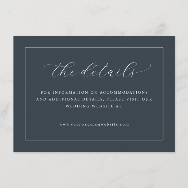 Elegante Navy-Typografie Begleitkarte (Vorderseite)