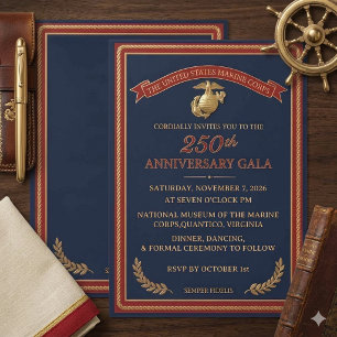 Elegante Navy- und Gold-Veranstaltung zum 250. Jub Einladung