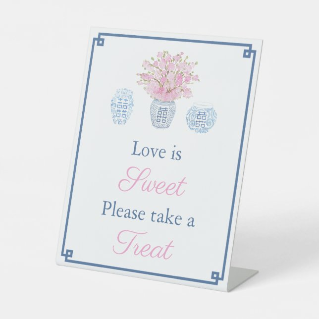 Elegante Navy und Rosa Liebe ist süße Gefälligkeit Sockelschild (Vorderseite)