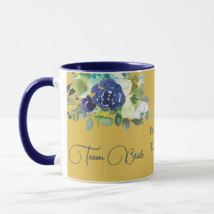 Elegante Navy-Wasserfarben-Rosen-Blumen-Team-Braut Tasse