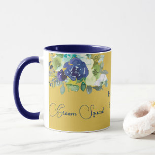 Elegante Navy Watercolor Floral Mustard Groom Squa Tasse
