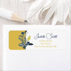 Elegante Navy Watercolor Floral Wedding RSVP