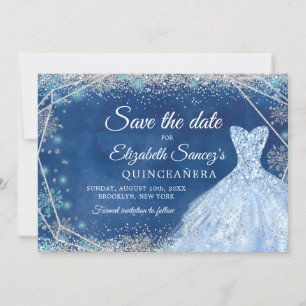 Elegante Navy Weihnachts-Mis-Quince Save the Date Einladung