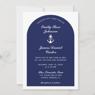 Elegante Navy & White Nautische Hochzeit Einladung