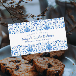 Elegante Navyblaue Damast-Muster-Bäckerei Visitenkarte