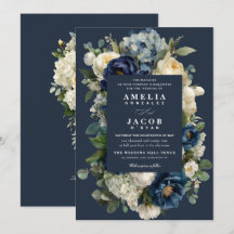 Elegante Navyblaue Florale und Weiße Pfingstrosen-