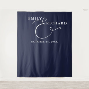 Elegante navyblaue Hochzeits-Fotokulisse Wandteppich
