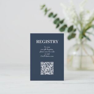 Elegante Navyblaue Hochzeitsgeschenkeliste QR-Code Begleitkarte