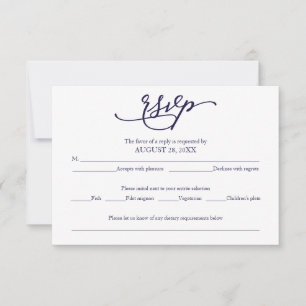 Elegante Navyblaue Kalligrafie-Hochzeits-RSVP RSVP Karte