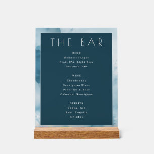 Elegante Navyblaue Minimalistische Bar-Speisekarte Acrylschild