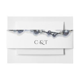 Elegante navyblaue Perlen-Wasserfarben-Hochzeit Einladungsbanderole