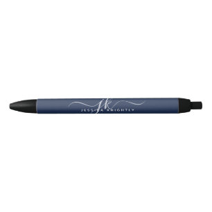 Elegante Navyblaue Schrift Monogramm Anfangsbuchst Kugelschreiber