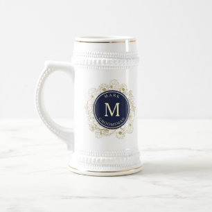 Elegante Navyblaue Trauzeugen Bierglas
