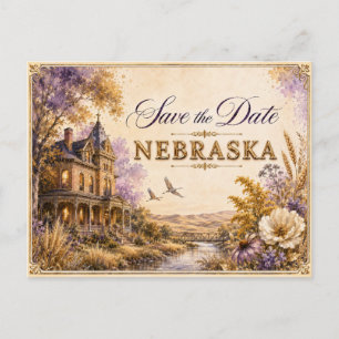Elegante Nebraska Save-the-Date-Hochzeits-Einladun Postkarte