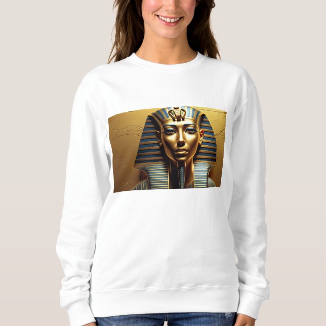 Elegante Nefertiti-Pharaonen-Linienkunst – Damen E Sweatshirt (Vorderseite)