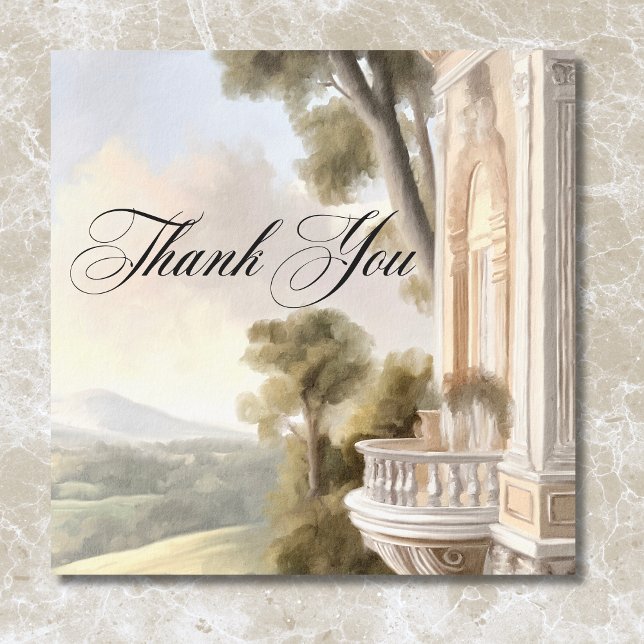 Elegante neoklassische Vintage Szenen Hochzeit Dankeskarte (Elegant Neoclassical Vintage Scenes Wedding Thank You Card)