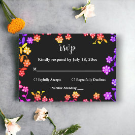 Elegante Neon Colors Rose Moderne Blumenhochzeit RSVP Karte