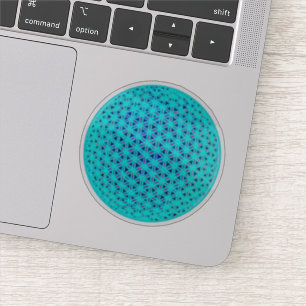 Elegante neonblaue aquamarine Blume des Lebens Aufkleber