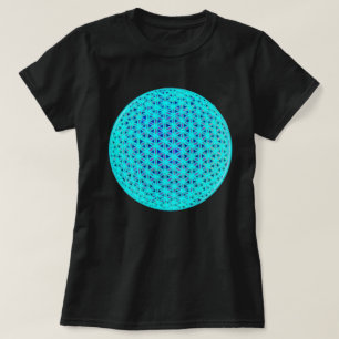 Elegante neonblaue aquamarine Blume des Lebens T-Shirt