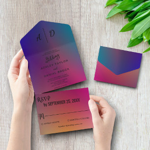 Elegante Neonfarben chic Einladung zur Hochzeit in