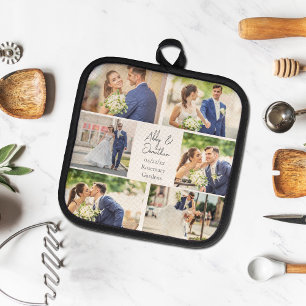 Elegante, neu verheiratete Verheiratete Couple-Fot Topflappen