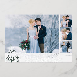 Elegante, neu verheiratete Verheiratete und helle Folien Feiertagskarte