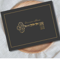 Elegante neue Adresse Vintage-Schlüssel Ankündigun