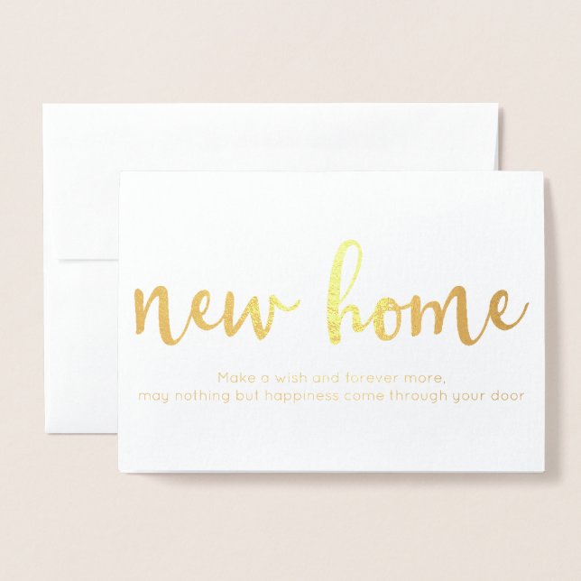 Elegante Neue Zuhause Housewarming Gold Foil Card Folienkarte (Vorderseite mit Umschlag)